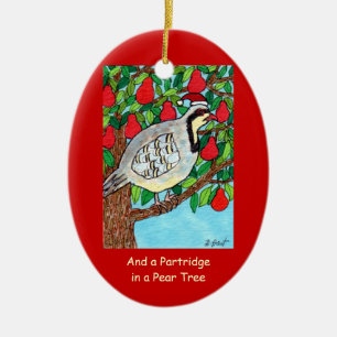 Och en rapphöna i ett Pearträd Julgransprydnad Keramik