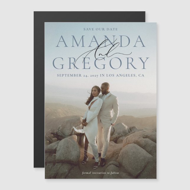 Och Fullt Photo Elegant Spara datum magneter (Fram/baksida)