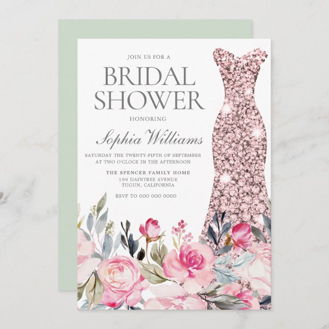  och grekiska Bröllop-Möhippan Dress Gown Inbjudningar (Fram/baksida)