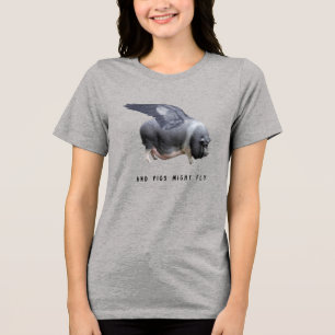 Och grisar kanske flyger Roligt Whimsical Sarcasti T Shirt