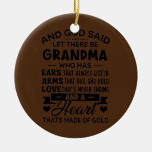 Och Gud sa att det finns mormor som har Öron Julgransprydnad Keramik