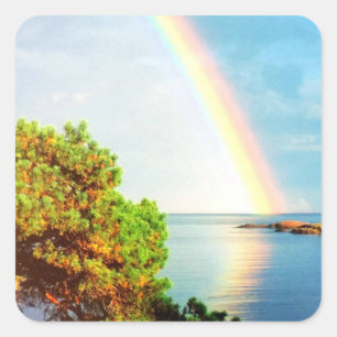 Och Gud satte ett regnbåge i Himlar fotodesign Fyrkantigt Klistermärke