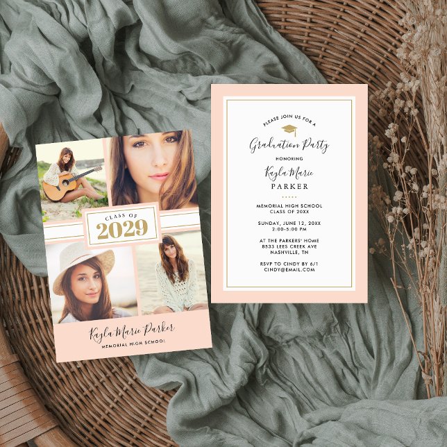  och Guld | 4 Foto Studenten-inbjudan Meddelande (Skapare uppladdad)