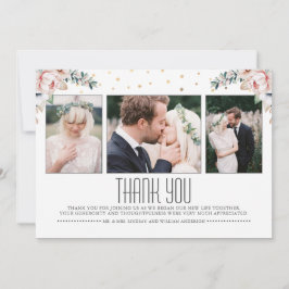  och Guld | Blommigt Bröllop Tack Photo Kort