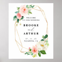 och Guld Blommigt Bröllop välkomsttecken