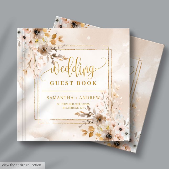 och Guld Boho Fall Blommigt Bröllop Guest Bok (Blush and Gold Boho Fall Floral Wedding Guest Book

)