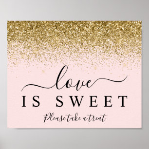 och Guld Glitter Kärlek är Sweet Dessert-tecken Poster