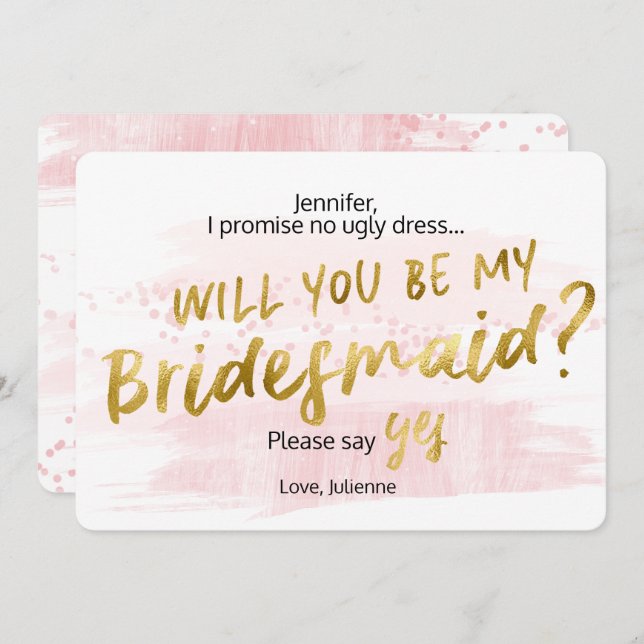  och Guld Vattenfärg Kommer du att bli min brud Inbjudningar (Fram/baksida)
