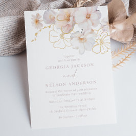  och Guld Wildblommor Elegant bröllop Inbjudningar