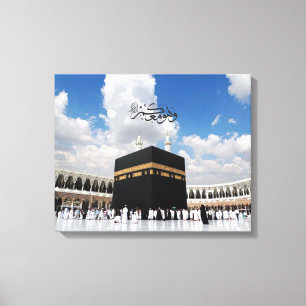 Och Han Är Med Dig – Kaaba Islamsk Väggkonst med Q Canvastryck