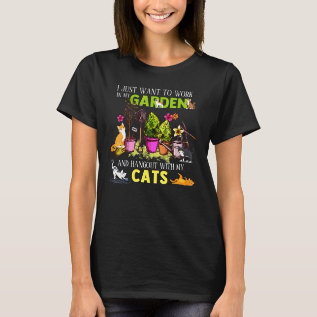  och hangout med katter av vegetabiliskt trädgårds t shirt (Framsida)