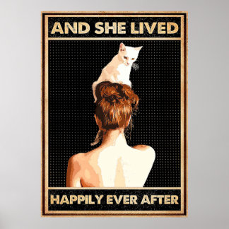Och hon levde lyckligt efter katt Lodrät Poster