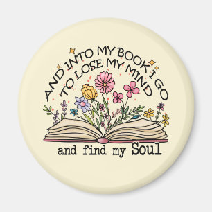 Och i min Bok går jag - Blommigt Bok Älskare Magnet