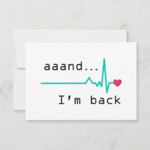 Och jag är tillbaka, Heart Attack Survivor Busines Tack Kort
