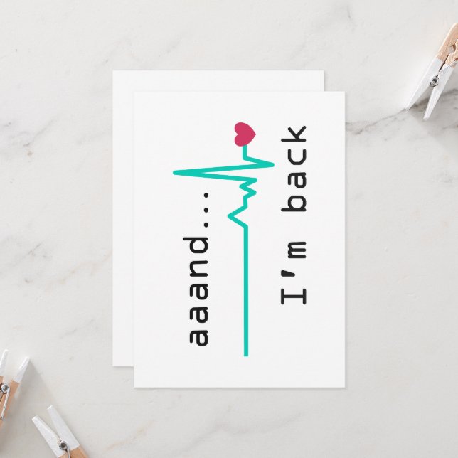 Och jag är tillbaka, hjärtattack Survivor Inbjudningar (Fram/Back In Situ)