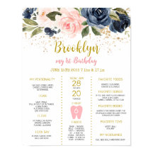 och marin 1:a födelsedag Milstolpe Poster