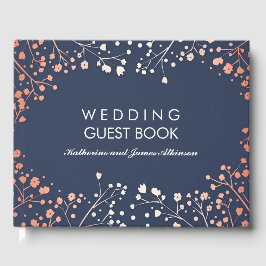  och marin Blommigt Barnets utandning Bröllop Gästböcker