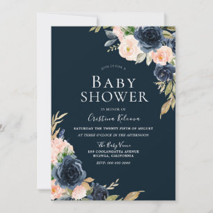  och marin Elegant Modern Boy Baby Shower Inbjudningar