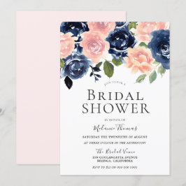 och marin Möhippa med handmålad vattenfärg Inbjudningar