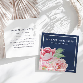 och marin Peony Square Fyrkantigt Visitkort
