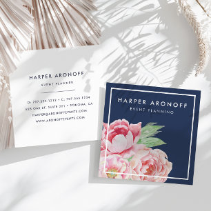 och marin Peony Square Fyrkantigt Visitkort