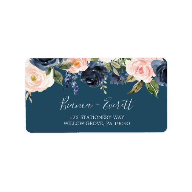  och marina blommor | Adressetiketter för blå OSA (Framsidan)