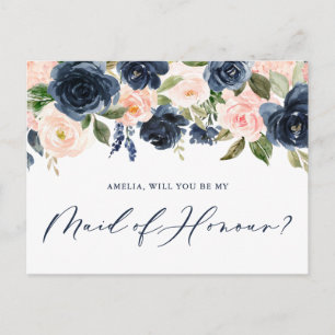 och marina blommor Frieri Maid of honor Vykort