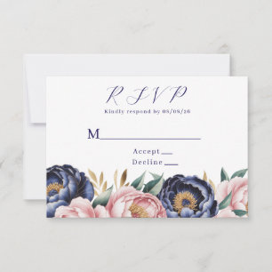 och marinblå Peony Bröllop OSA Kort