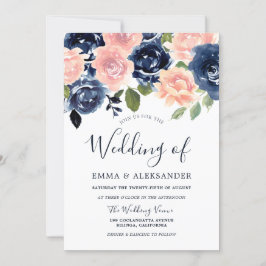 och marinerade Eleganten Flowers Bröllop Inbjudningar