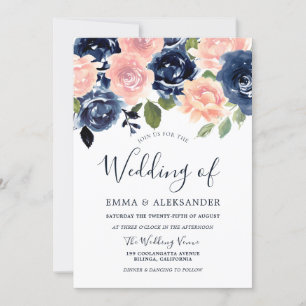 och marinerade Eleganten Flowers Bröllop Inbjudningar