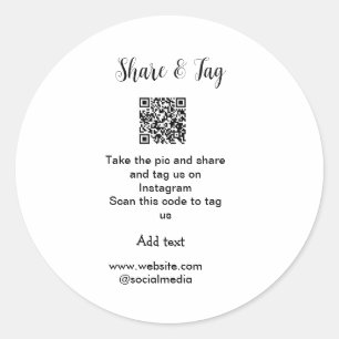 och märkre på Instagram scan QR add webbplats Runt Klistermärke