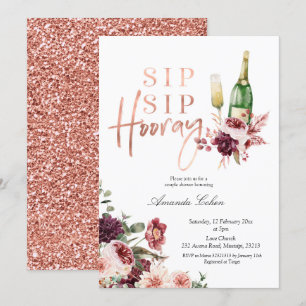  och Marsala Sip Sip Hooray-inbjudan Inbjudningar