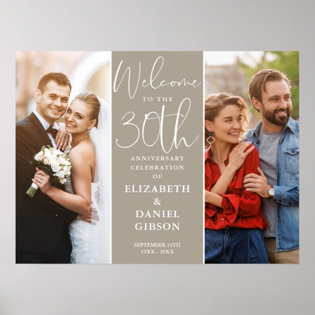 Och nu 2 30-årsjubileum välkomstskylt för foto poster (Framsidan)