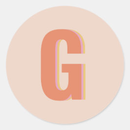  och Orange Retro Typography Monogram Initial Runt Klistermärke