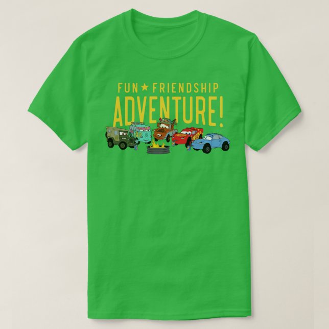 och Pixars Cars Characters Roligt Vänskap Adventur T Shirt (Design framsida)