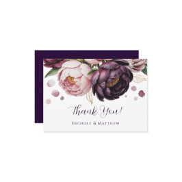  och Plum Peony Blommigt Bröllop Tack Kort