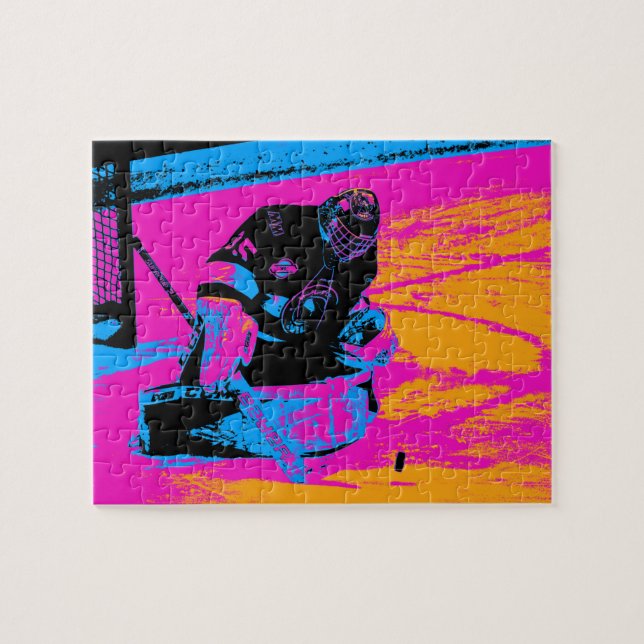 Och Puck stannar här! - Ice Hockey Goalie Pussel (Horisontell)