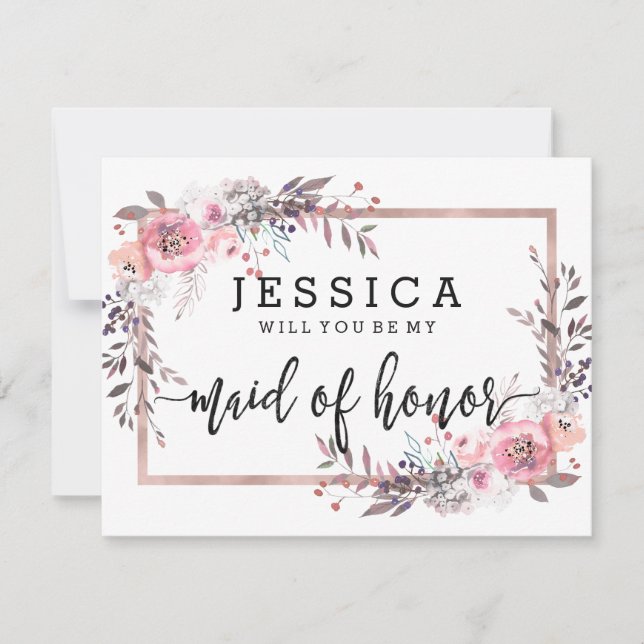  och Ro Guld kommer du att vara min Maid of honor Inbjudningar (Framsida)
