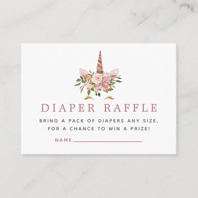  och Ro Guld Unicorn Baby Diaper Raffle Tilläggskort (Framsida)