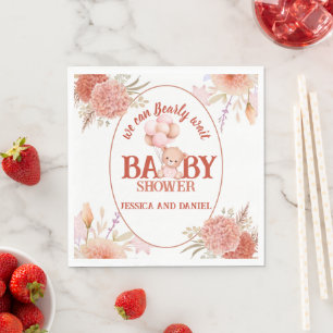 och Rosa Bear Baby Shower Pappersservett