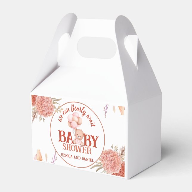  och Rosa Bear Baby Shower Presentaskar (Baksidan Sidan)