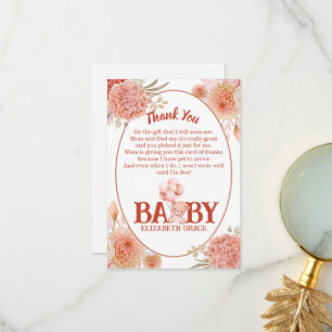 och Rosa Bear Baby Shower Tack Kort