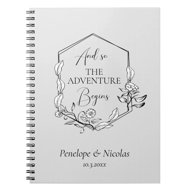 Och så börjar Äventyr planeringen av Bröllop Anteckningsbok (Framsidan)