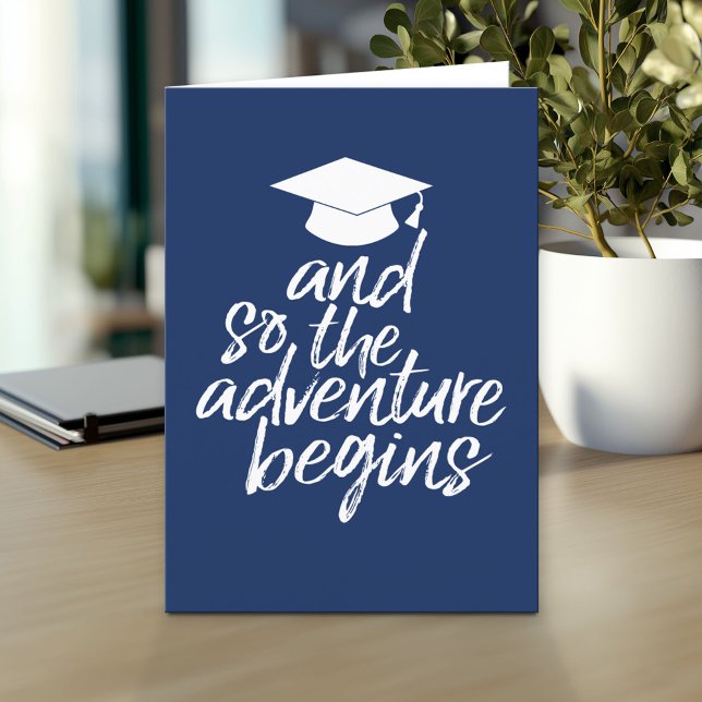 Och så börjar Äventyr - Studenten Kort (And so the adventure begins - Custom Graduation Greeting Card)