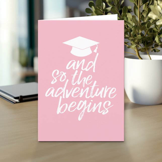 Och så börjar Äventyr - Studenten Kort (And so the adventure begins - Custom Graduation Greeting Card)