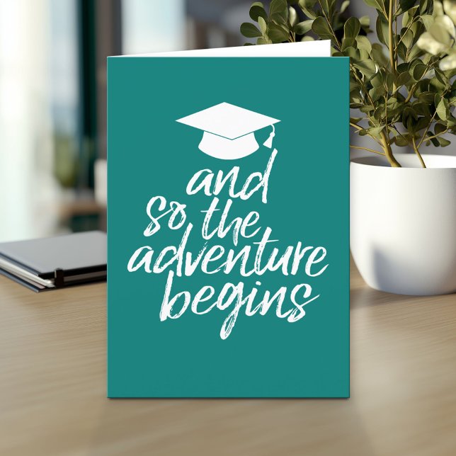 Och så börjar Äventyr - Studenten Kort (And so the adventure begins - Custom Graduation Greeting Card)