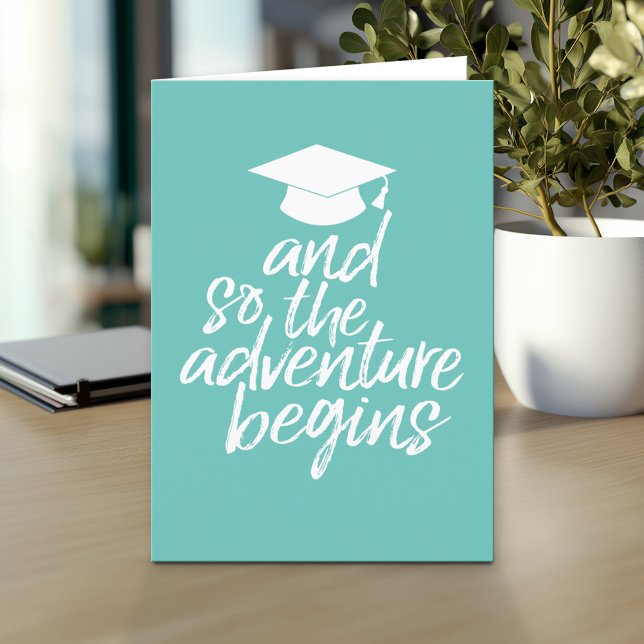 Och så börjar Äventyr - Studenten Kort (And so the adventure begins - Custom Graduation Greeting Card)