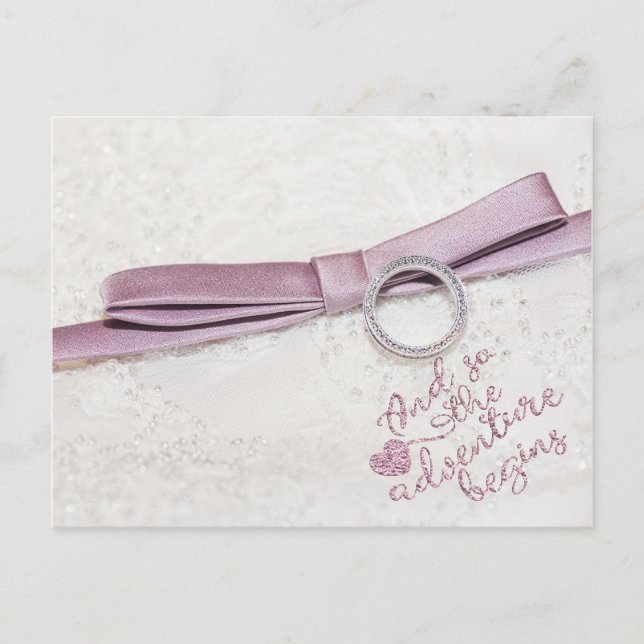 Och så börjar äventyret- Förlovning Bröllop Meddelande Vykort (Framsida)