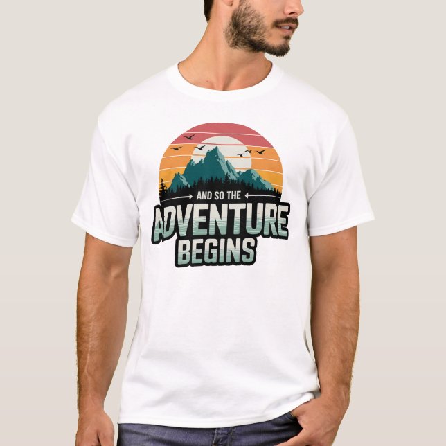 Och så börjar äventyret i livfulla färger t shirt (Framsida)