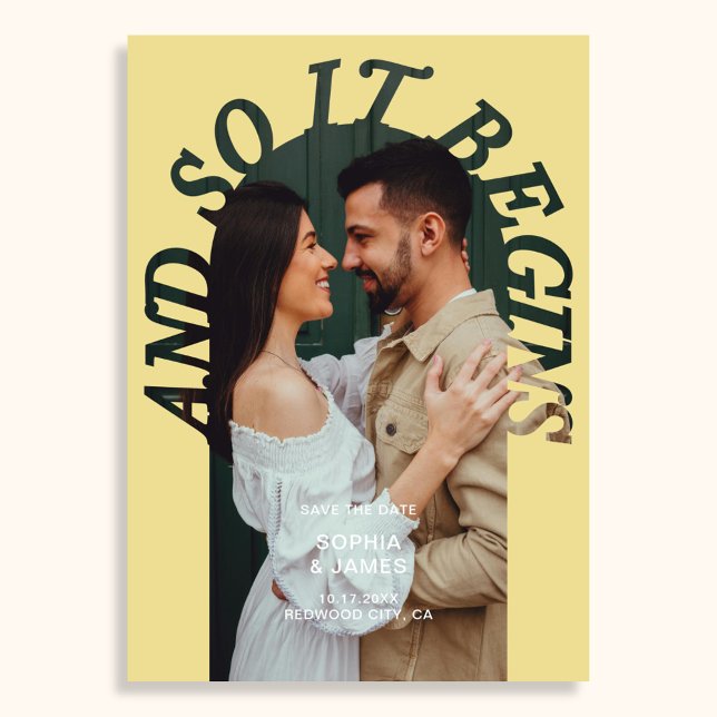 Och så börjar det valv foto Citrus bröllop Spara Datumet (Skapare uppladdad)